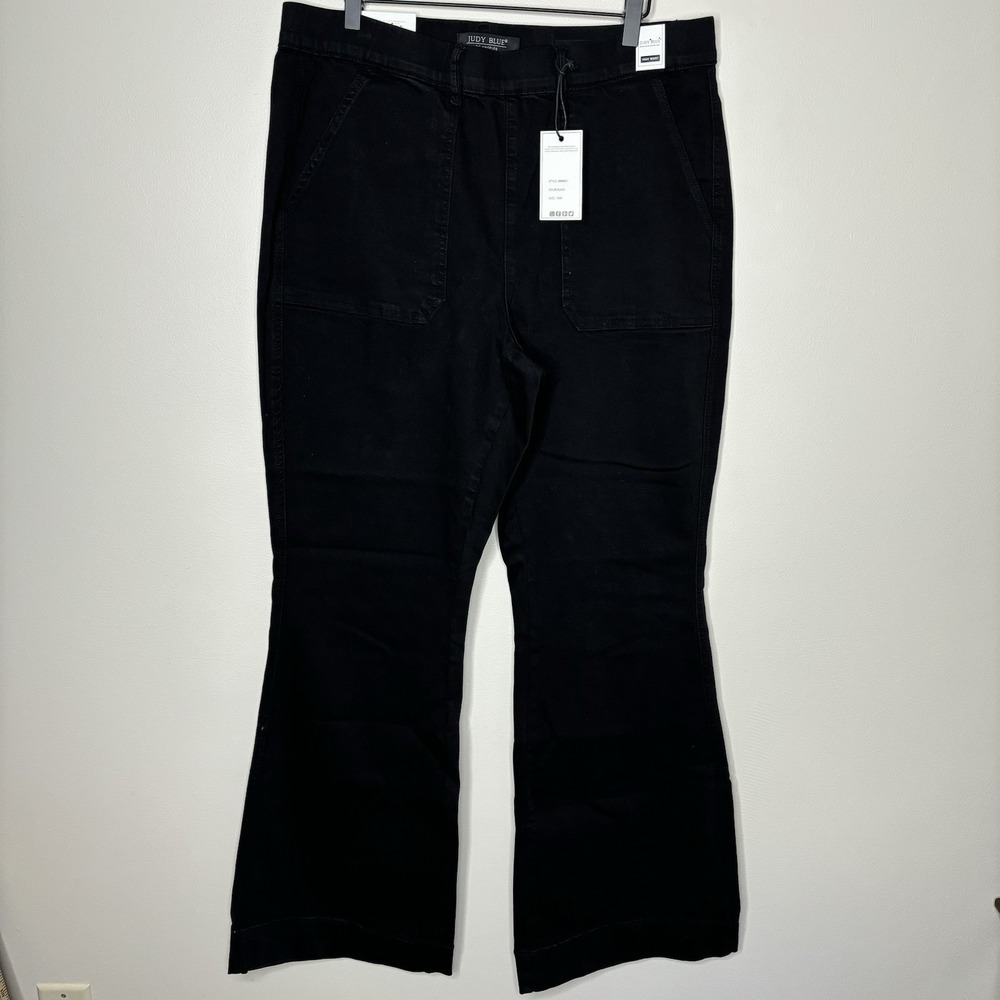 Judy Blue Jeans Womens Black 18W Pull On Flare High Rise Stretchy Comfy JB88651